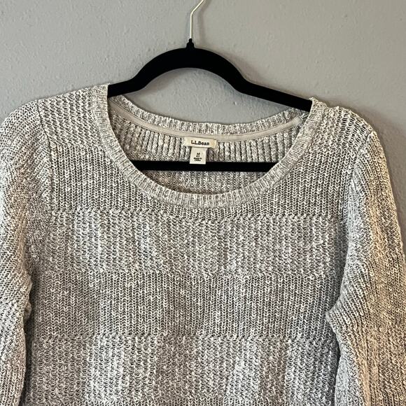 L.L. Bean Women’s Sweater Medium Gray Cotton Knit Pullover Long Sleeve Casual - Picture 3 of 5